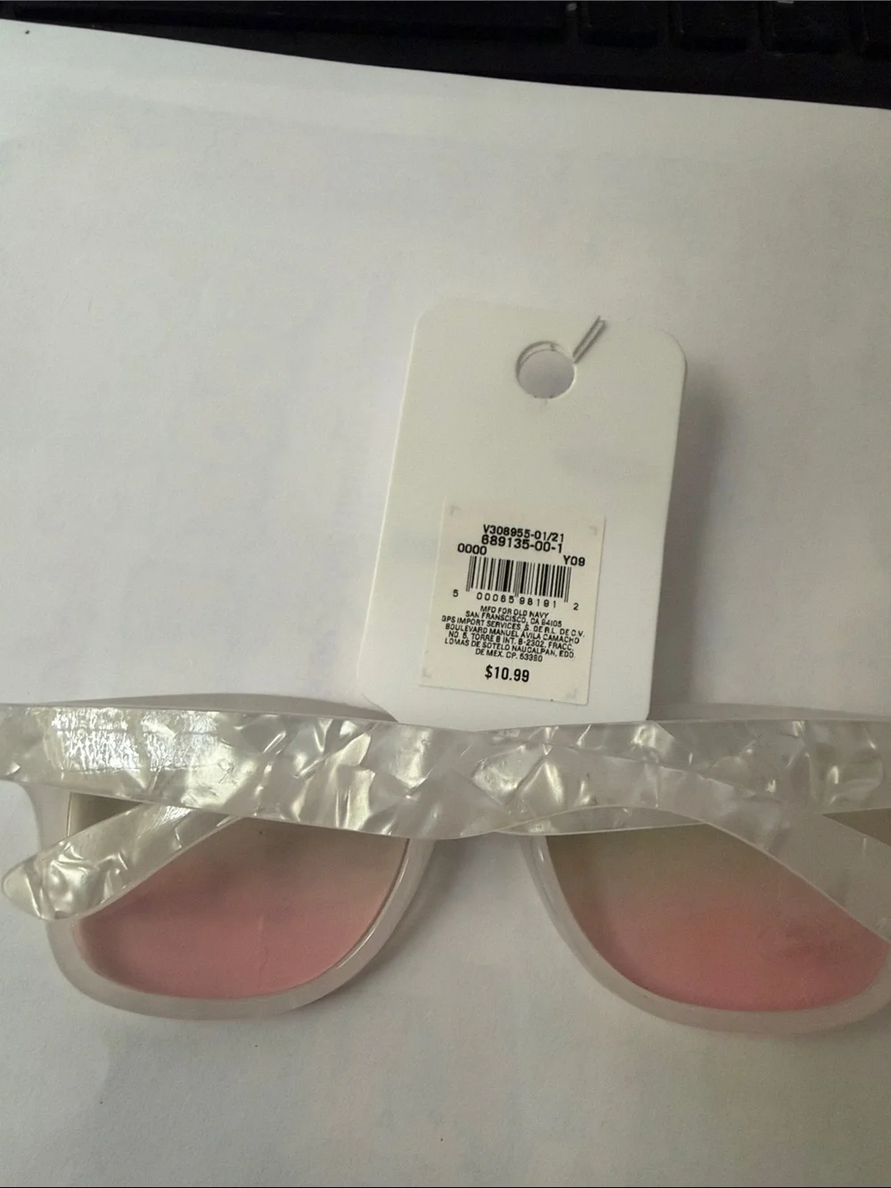 Old Navy Kids Clear Pearl Frame Sunglasses with Pink Gradient Lenses